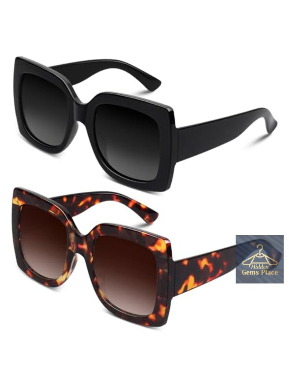 Oversized Square Frame Sunglasses Womens Retro Trendy UV400 Eye Protection